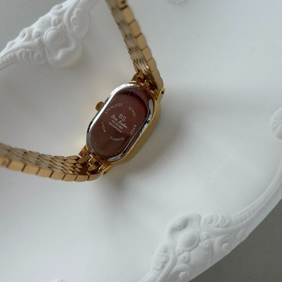 SKU0519 Gold burgundy cherry red mini watch metal gold‎ bracelet + in a gift box main image 5